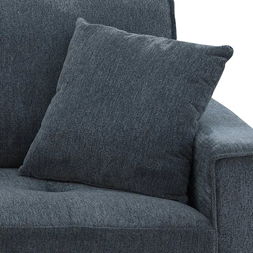 2 Seater Sofa Set | Charcoal Polyester Fabric | Multilayer Comfort | 2 Pillows | Individual Pocket Spring Support
