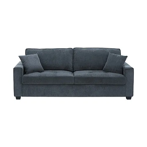 3 Seater Sofa Set | Charcoal Polyester Fabric | Multilayer Comfort | 2 Pillows | Individual Pocket Spring Support