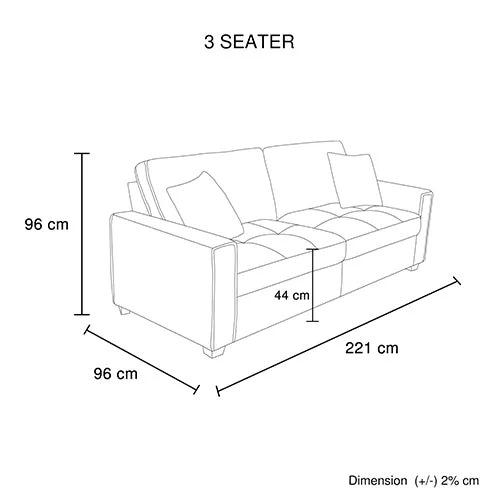 3 Seater Sofa Set | Charcoal Polyester Fabric | Multilayer Comfort | 2 Pillows | Individual Pocket Spring Support