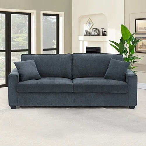 3 Seater Sofa Set | Charcoal Polyester Fabric | Multilayer Comfort | 2 Pillows | Individual Pocket Spring Support