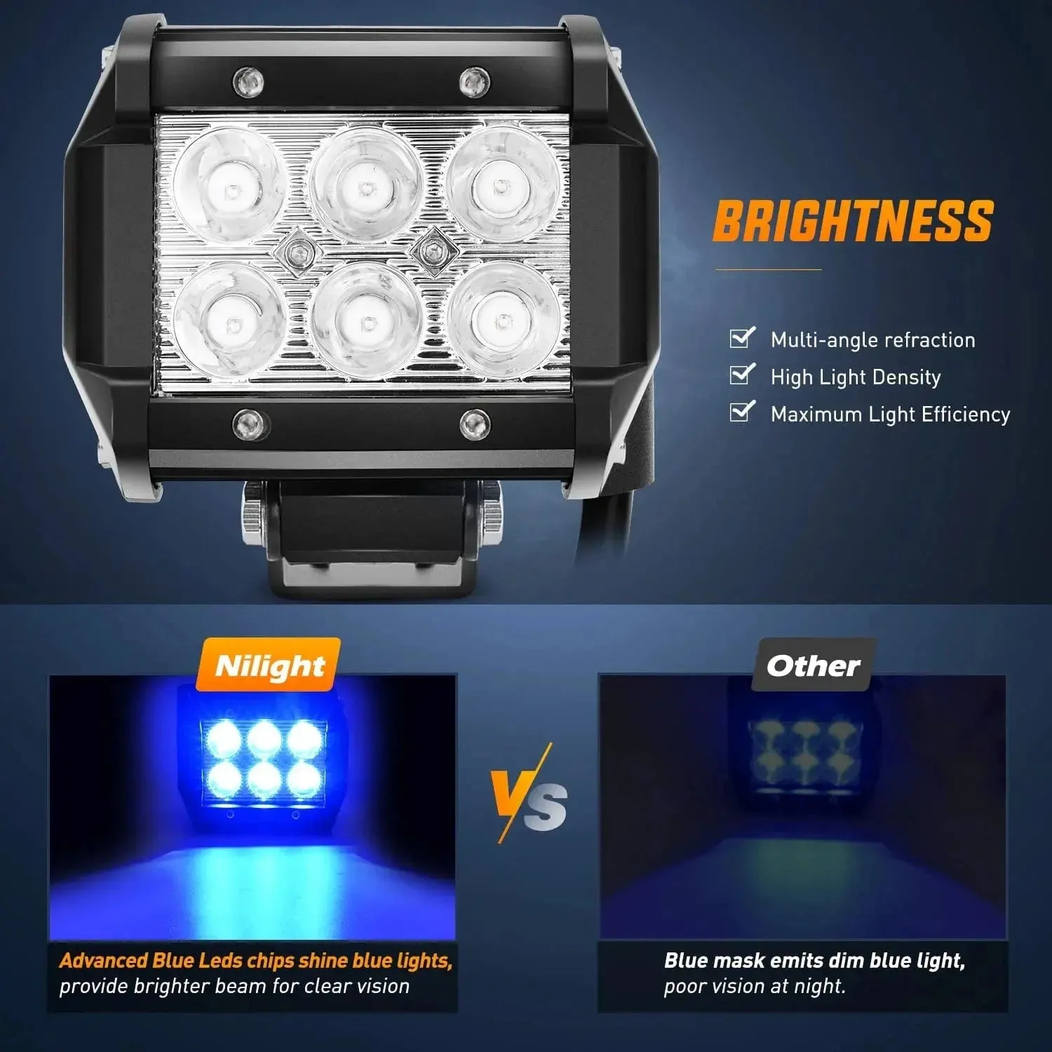 4 Inch 18W 1260LM Double Row Blue Spot LED Pods (Pair)