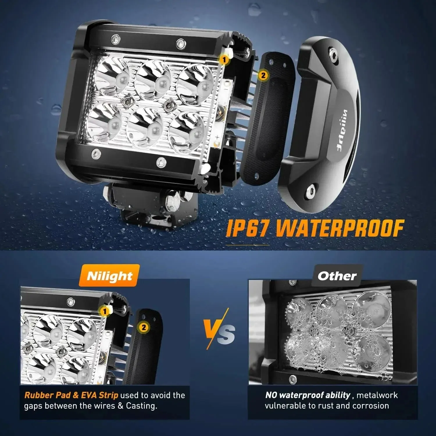 4 Inch 18W 1260LM Double Row Blue Spot LED Pods (Pair)