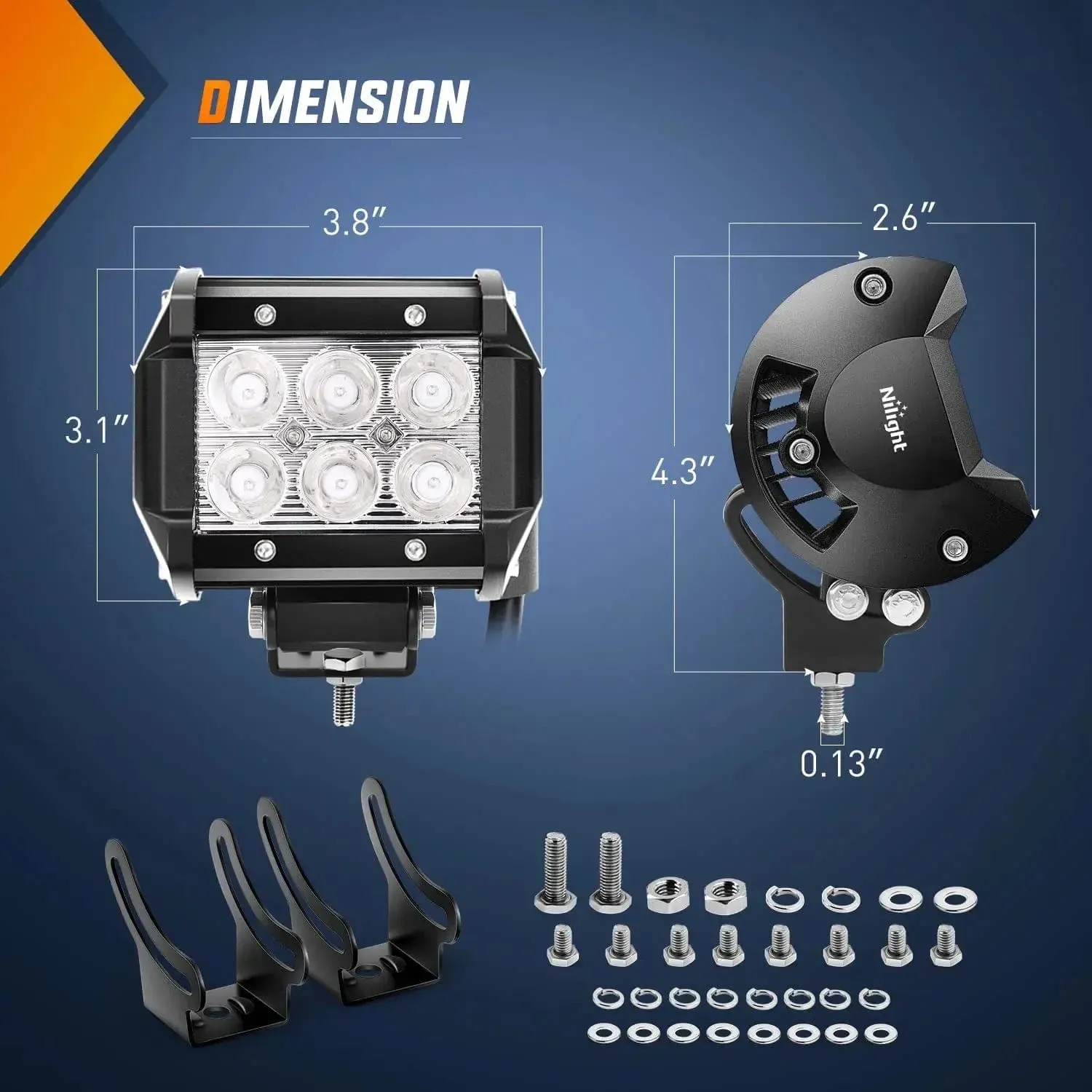 4 Inch 18W 1260LM Double Row Blue Spot LED Pods (Pair)
