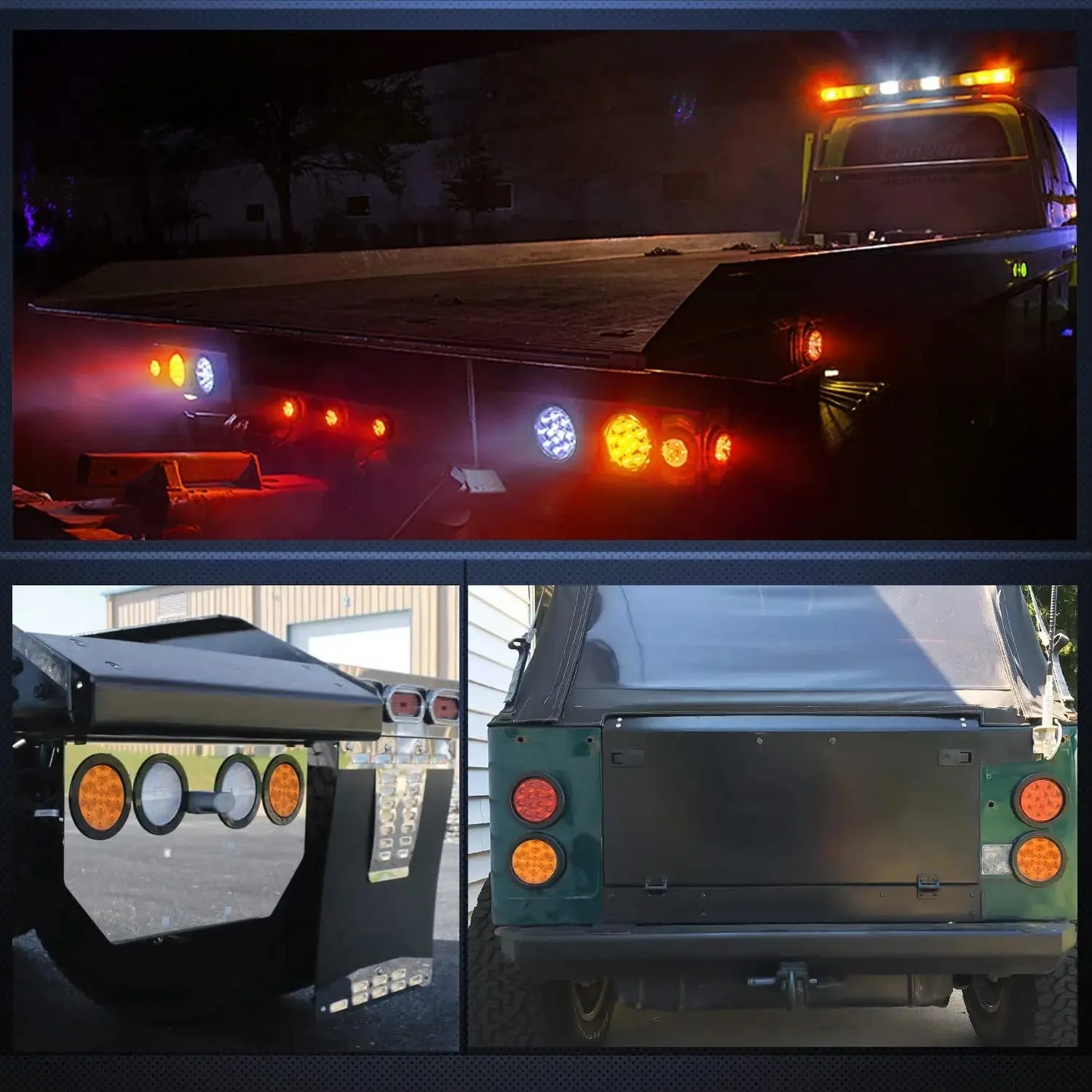 4 Inch Amber Round 12Leds Tail Light (Pair)