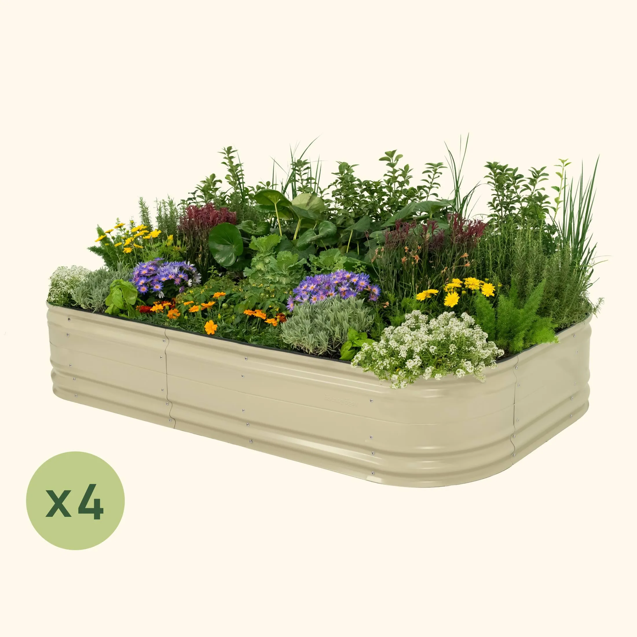 4-Pack 17" Tall 10 In 1 Jumbo Novel Modular Metal Raised Garden Bed Kit