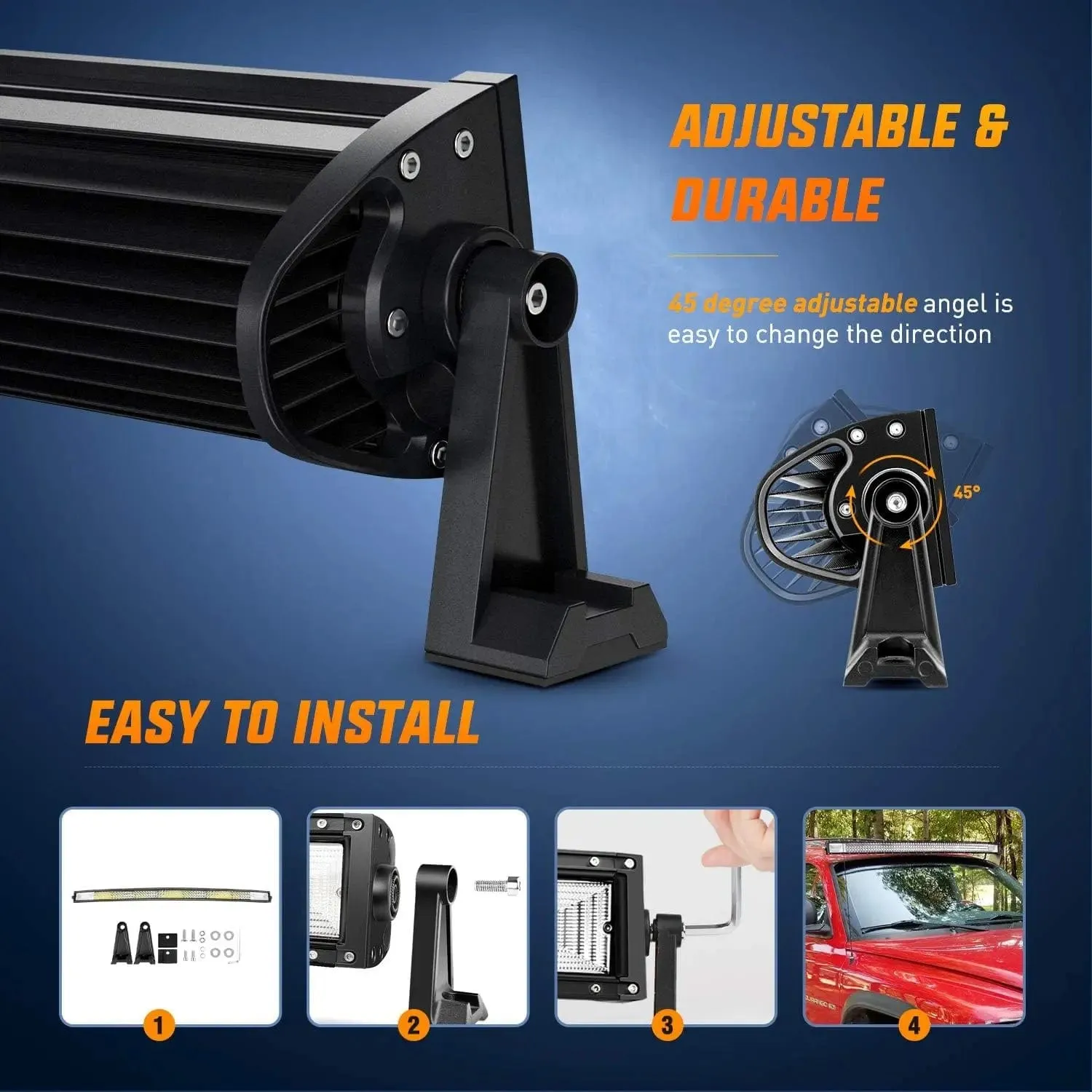 52 Inch 783W 78000LM Triple Row Curved Spot Flood LED Light Bar | 12AWG Wire 5Pin Switch
