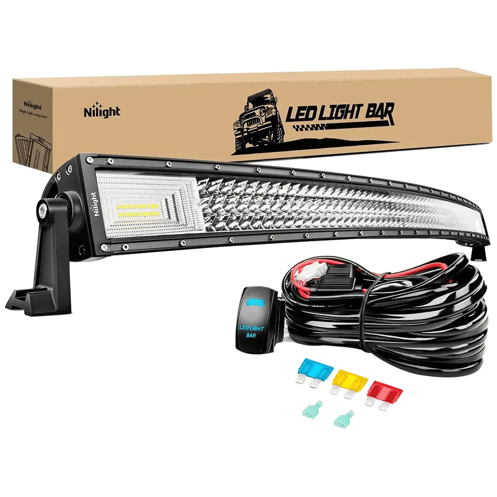 52 Inch 783W 78000LM Triple Row Curved Spot Flood LED Light Bar | 12AWG Wire 5Pin Switch
