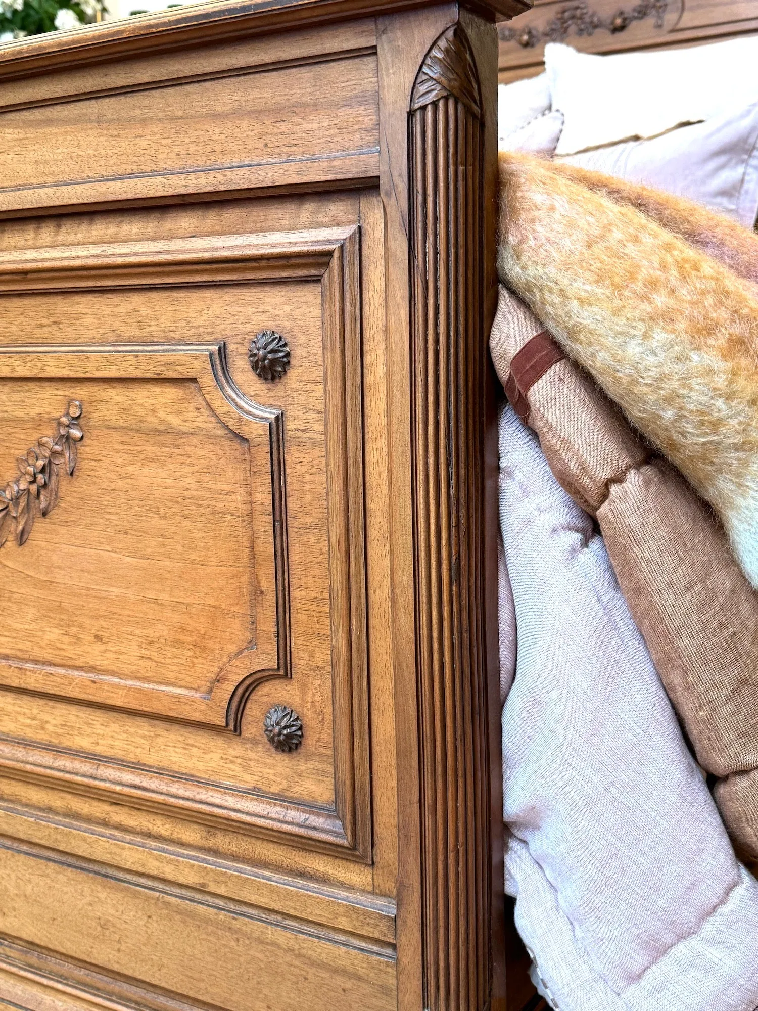 Antique French Flower Garland Double Bed