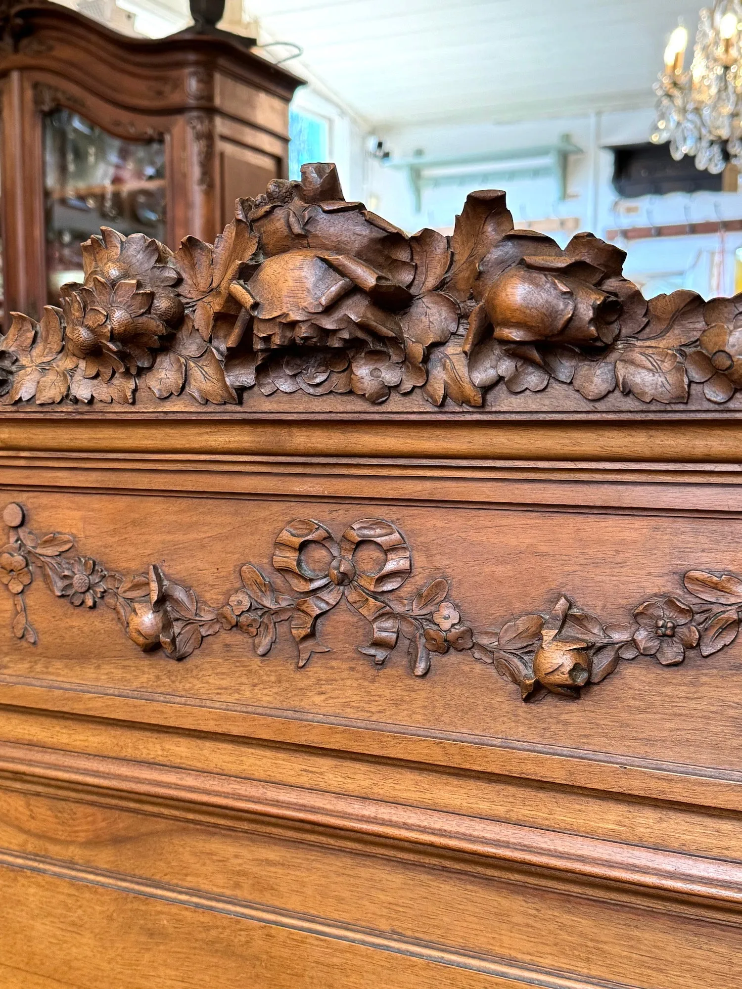Antique French Flower Garland Double Bed