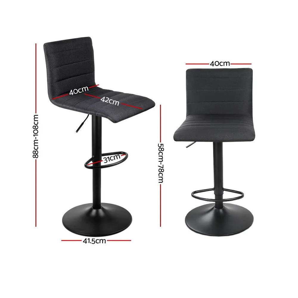 Artiss Set of 2 Fabric Bar Stools - Black