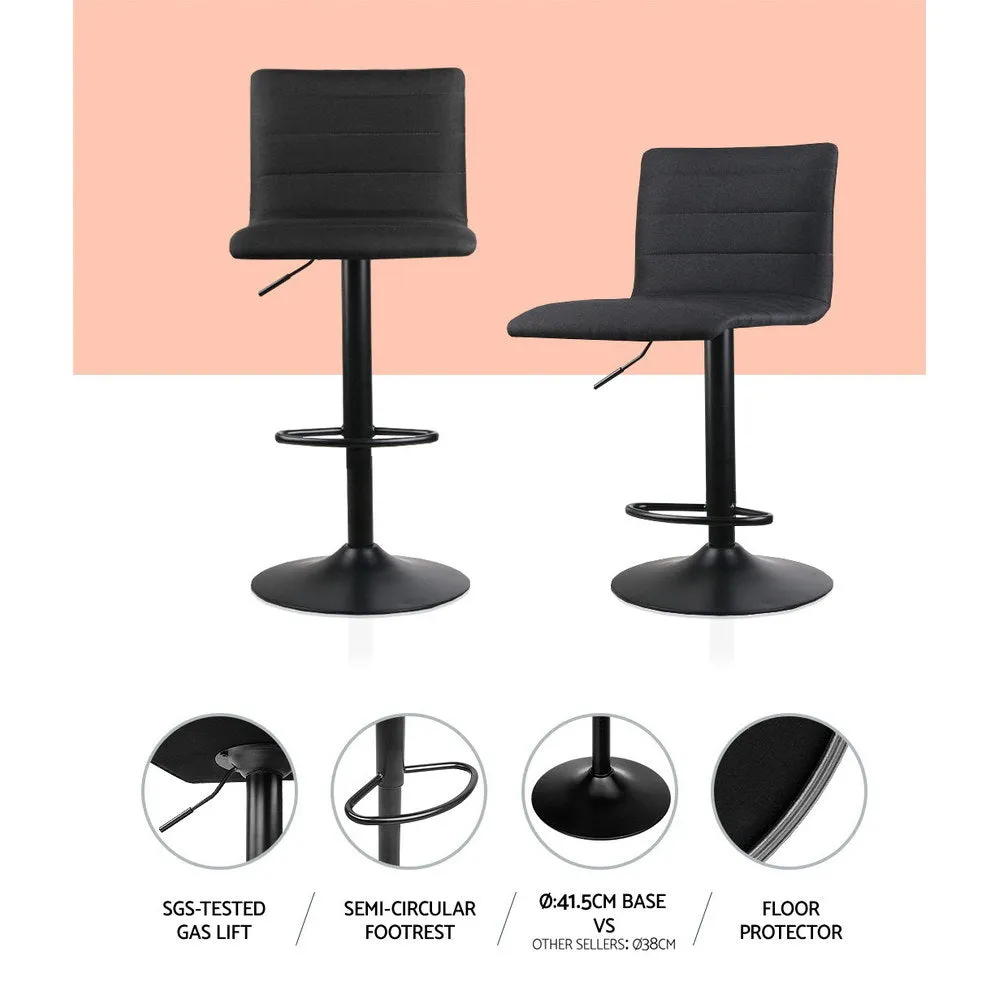 Artiss Set of 2 Fabric Bar Stools - Black