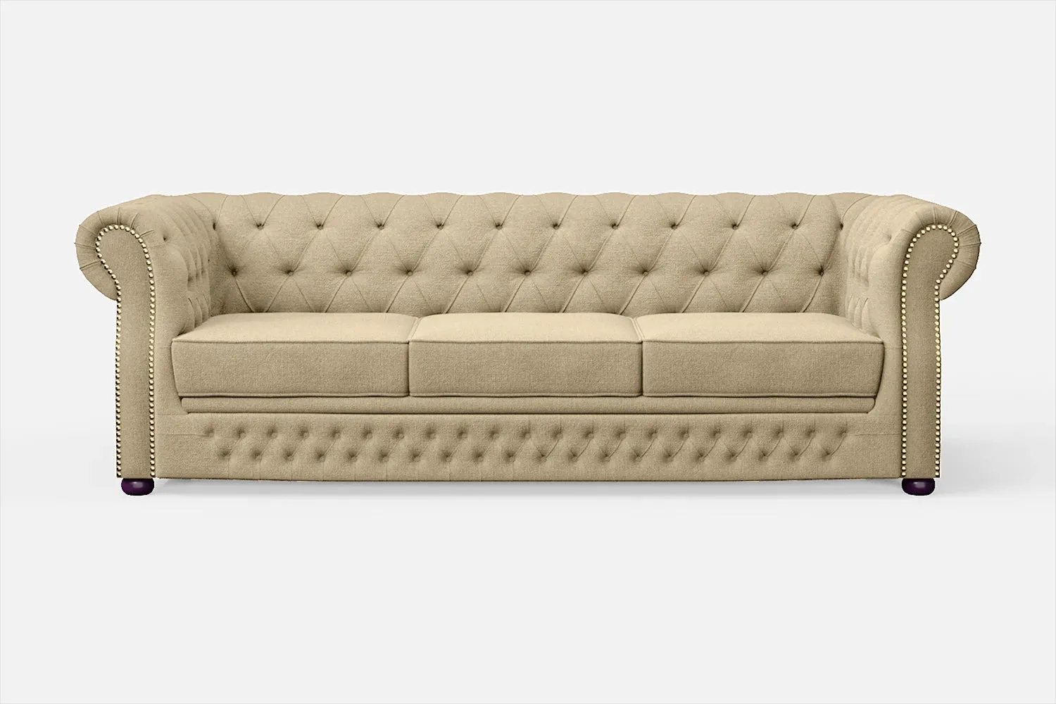 Cuneo 3 Seater Sofa Beige Linen Fabric