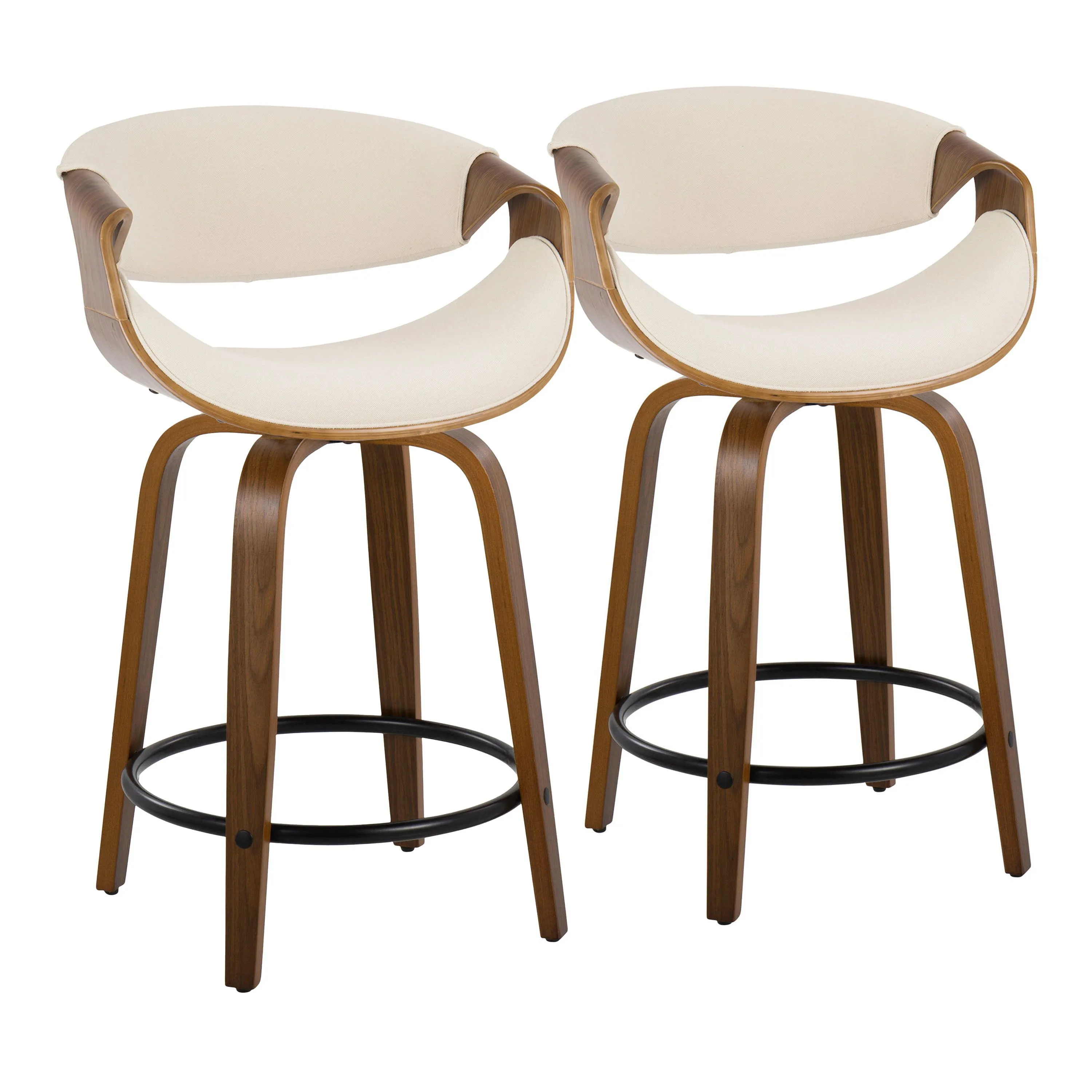 Curvini Mid - Century Modern Fixed Height Counter Stool With Swivel (Set of 2) by Couch.com