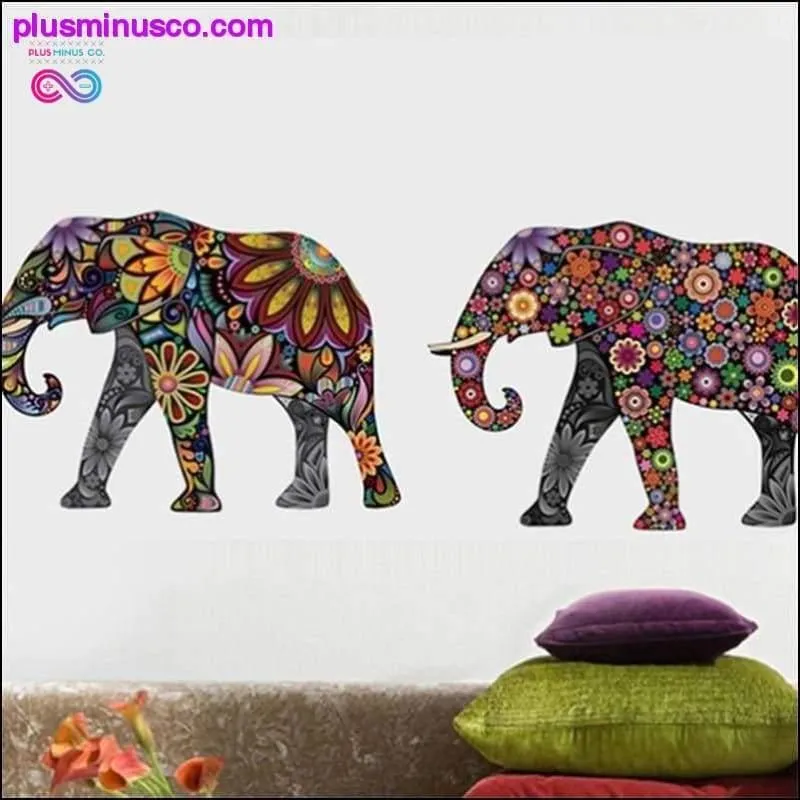 Elephant Flower Pattern Wall Sticker Decals Home Decor