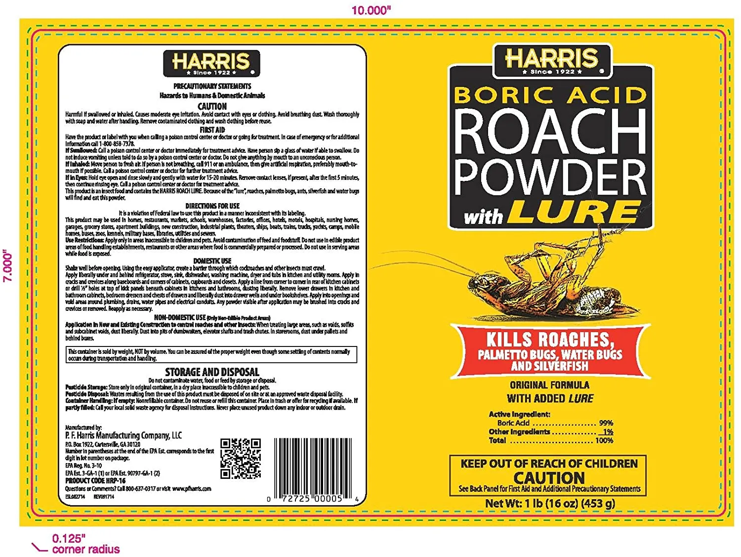 Harris Boric Acid Roach Powder with Lure (2-Pack)