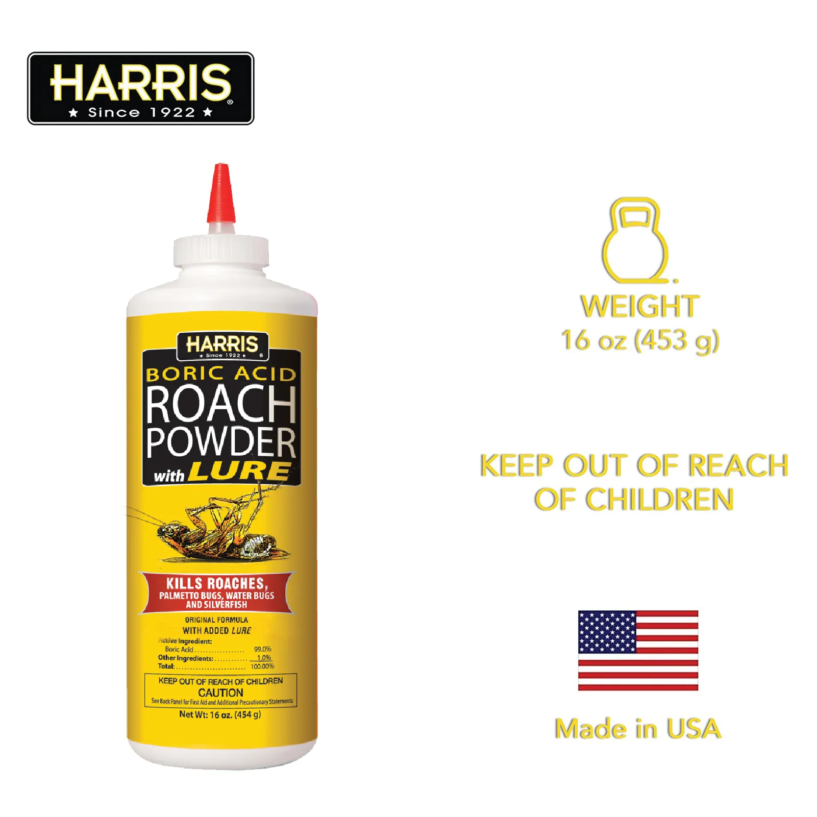 Harris Boric Acid Roach Powder with Lure (2-Pack)