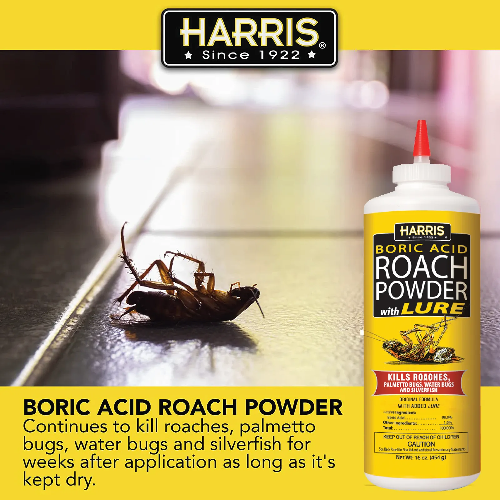 Harris Boric Acid Roach Powder with Lure (2-Pack)