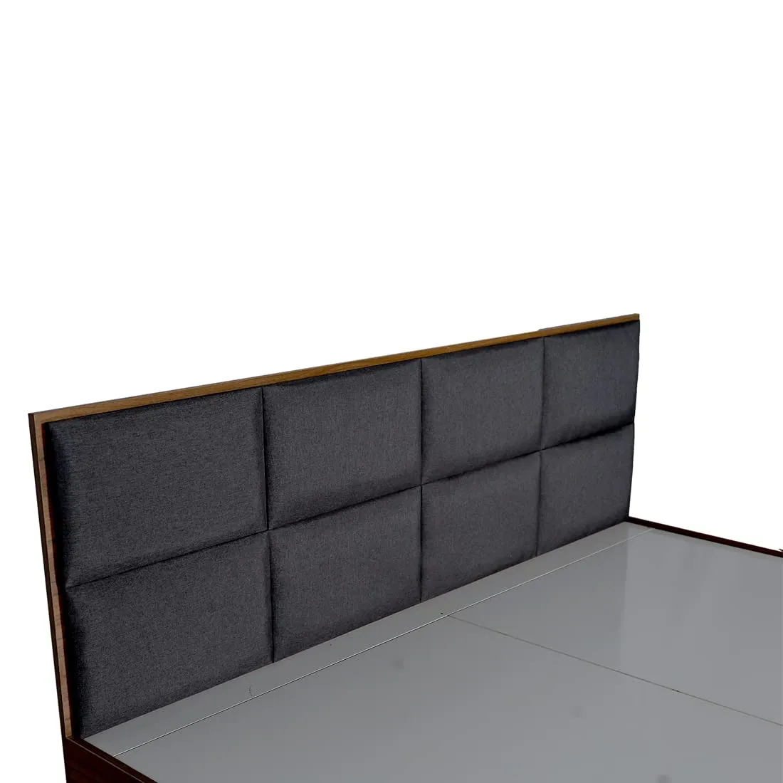 HEKAMI interiors King Size Bed with Box Storage (Upholstered Charcoal Gray Fabric, Matte,Engineered Wood)