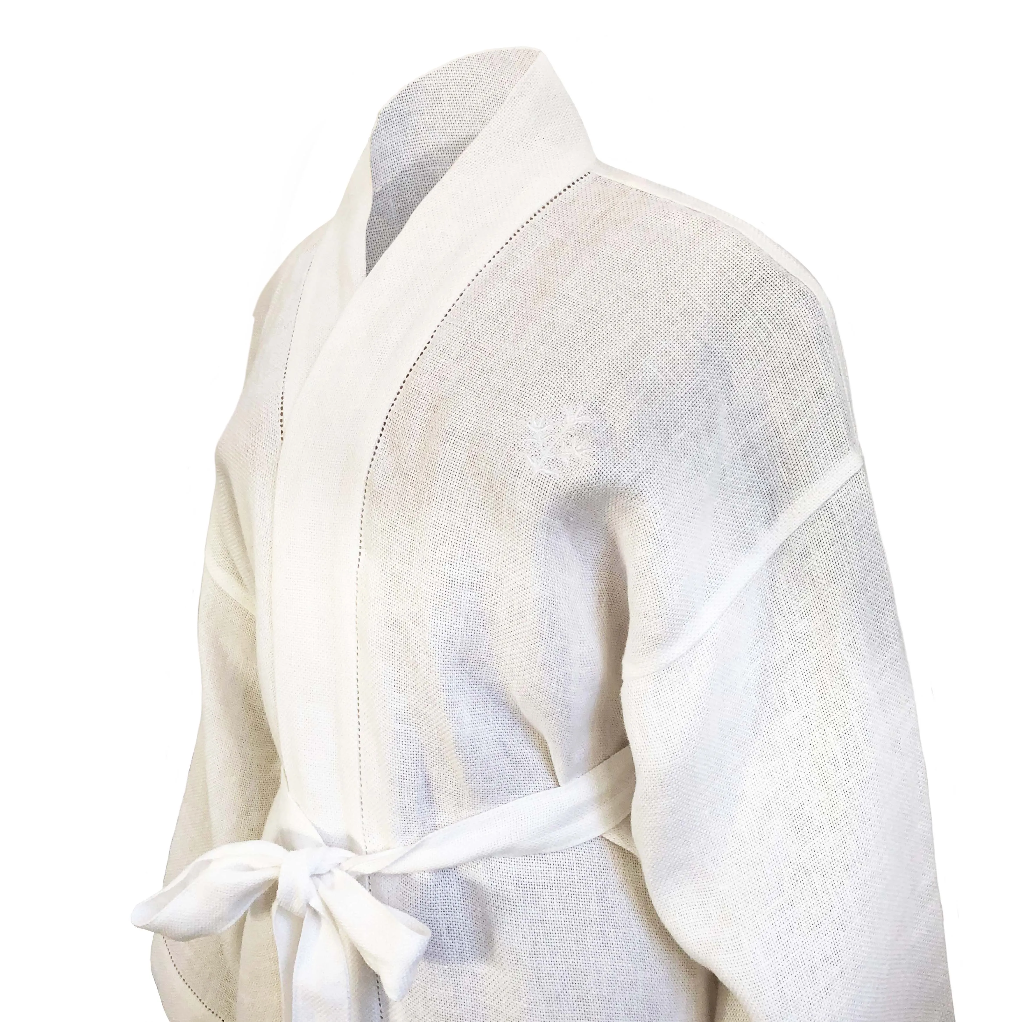 Linen Robe with Thyme Sprig embroidery