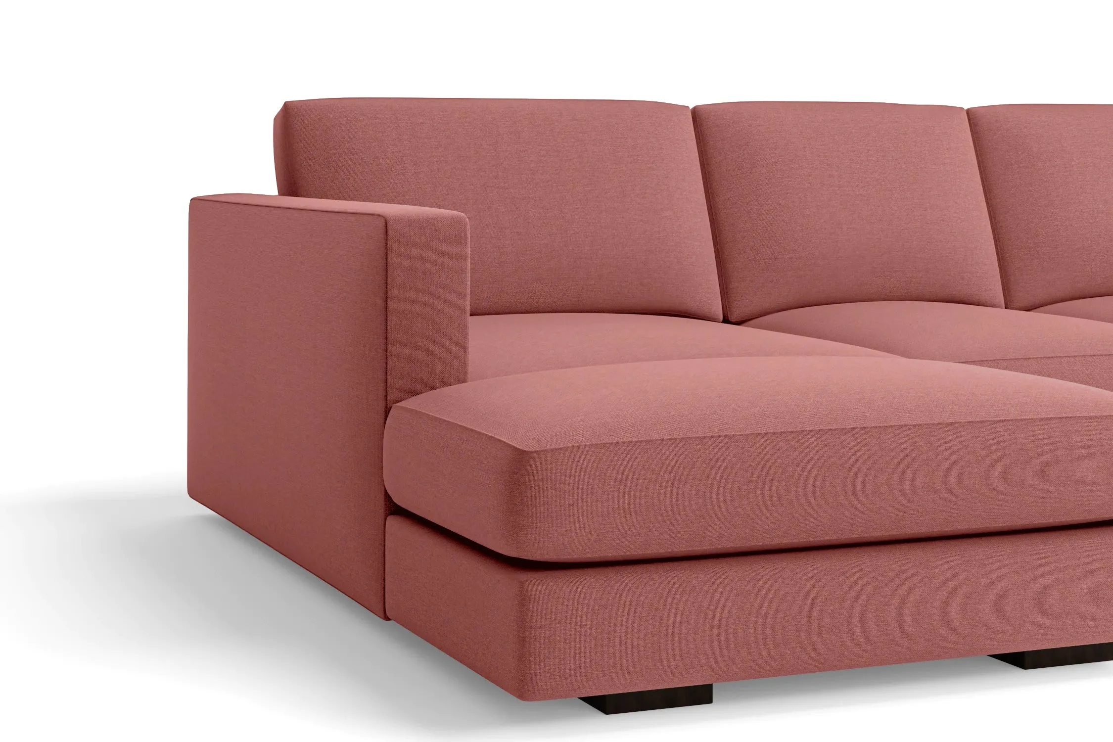 Messina 4 Seater Left Hand Facing Chaise Lounge Corner Sofa Rose Pink Linen Fabric