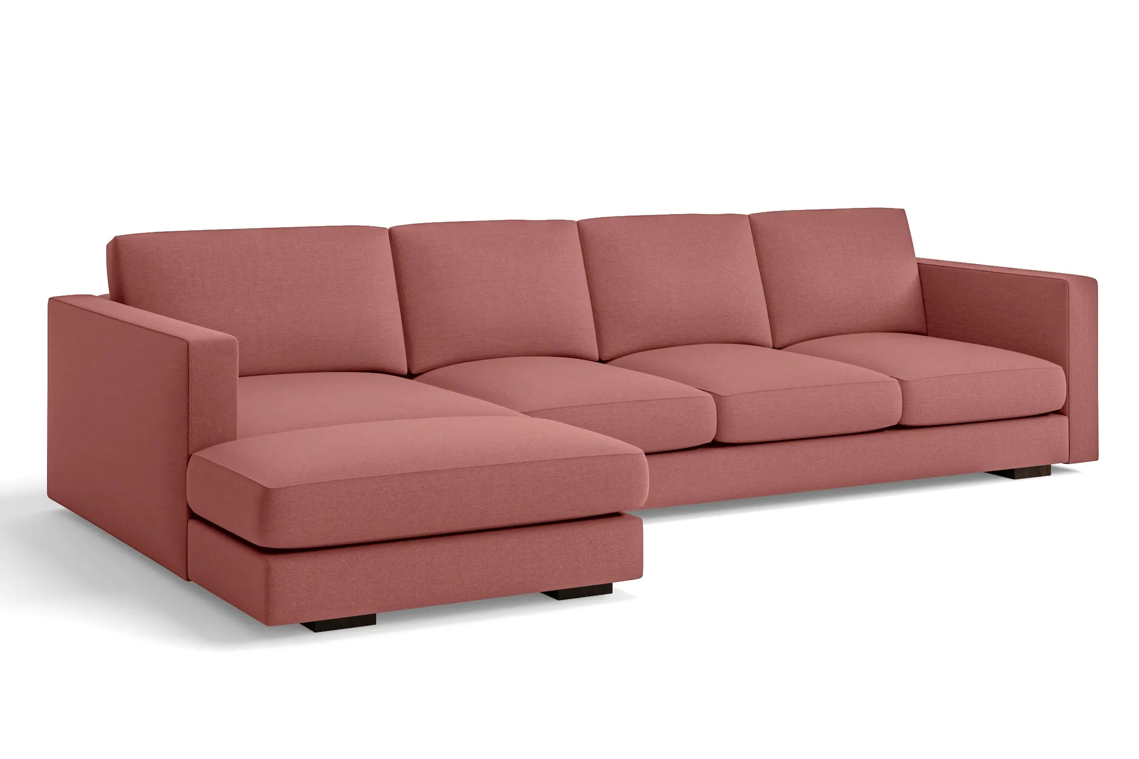 Messina 4 Seater Left Hand Facing Chaise Lounge Corner Sofa Rose Pink Linen Fabric