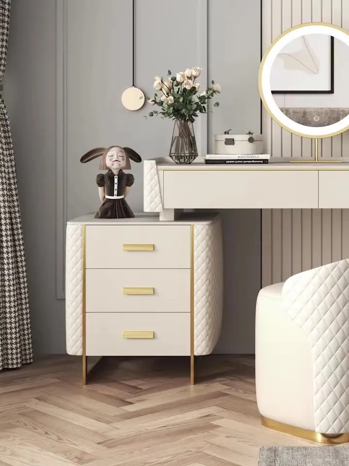 Pacific Dressing Table With Ottoman In Stainless Steel - Gold