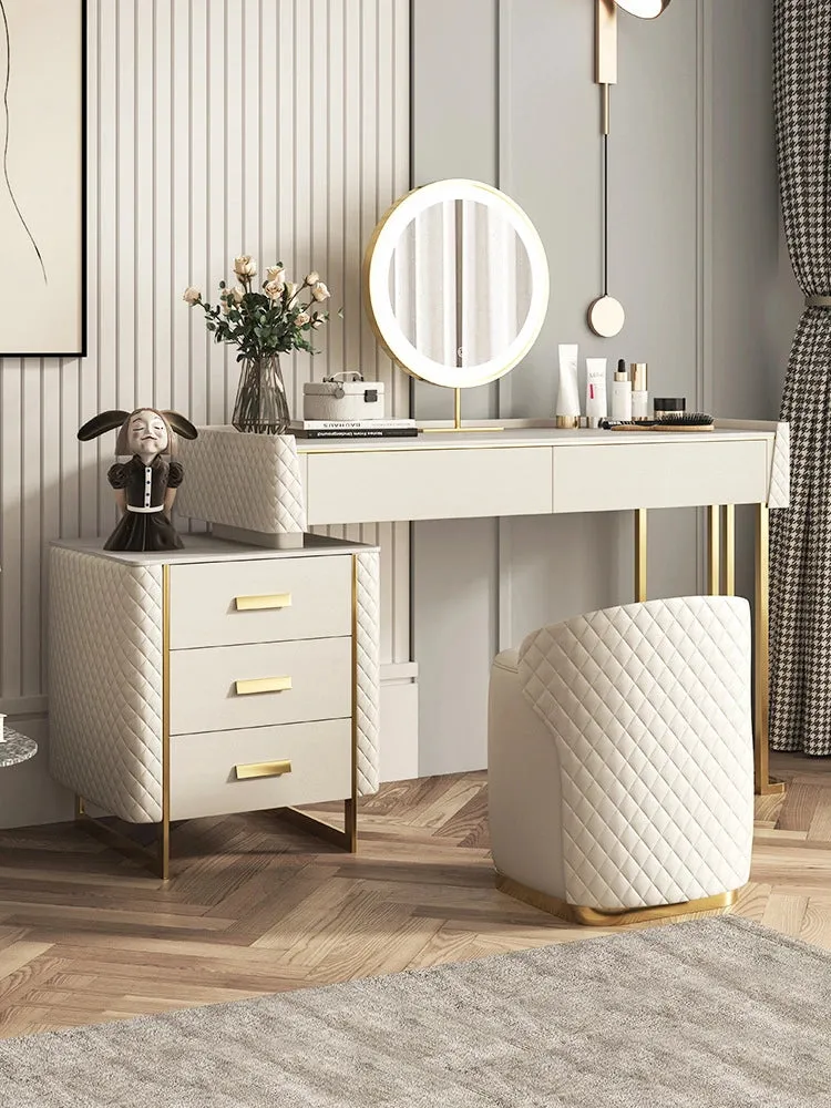 Pacific Dressing Table With Ottoman In Stainless Steel - Gold