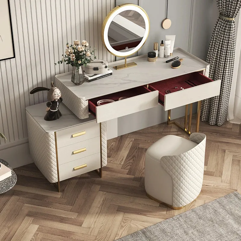 Pacific Dressing Table With Ottoman In Stainless Steel - Gold