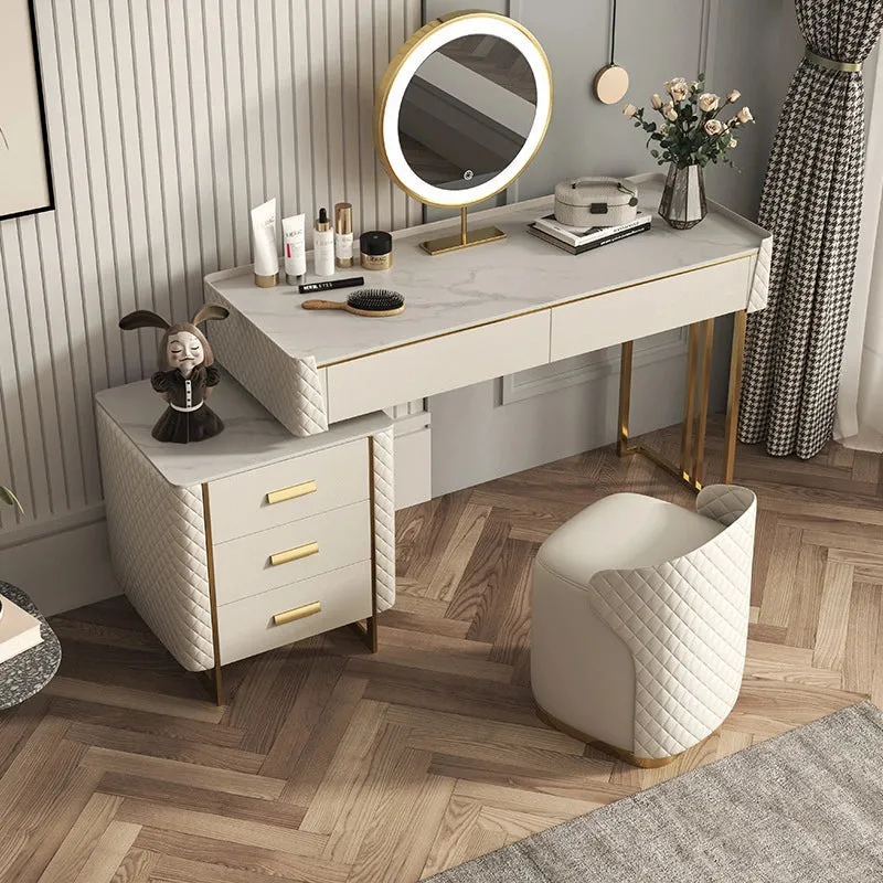 Pacific Dressing Table With Ottoman In Stainless Steel - Gold