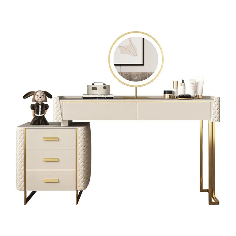 Pacific Dressing Table With Ottoman In Stainless Steel - Gold