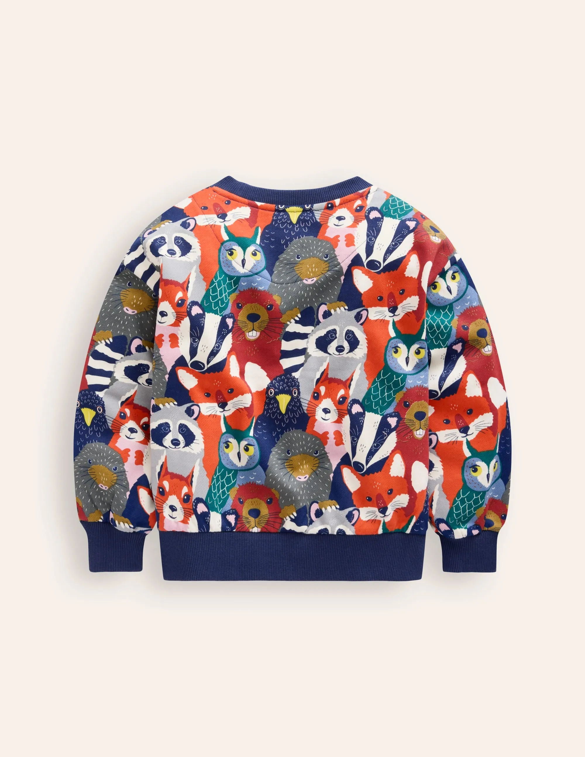 Printed Sweatshirt-Multi Animal Faces