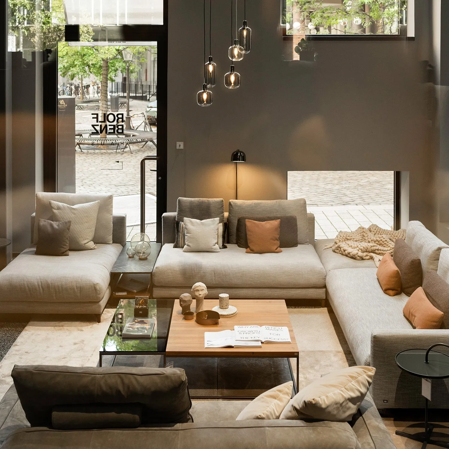 rolf benz | nuvola sofa   footstool | fabric beige grey 26384   marrone metallic legs