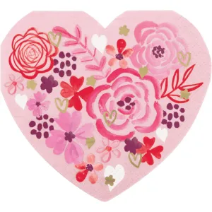 Valentine's Foil-Stamped Heart Shaped Lunch Napkins