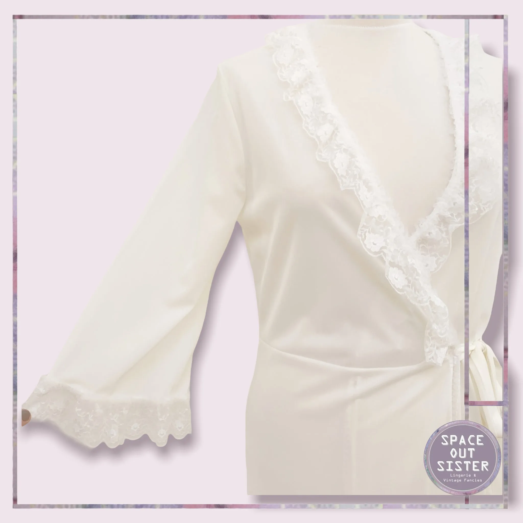 Vintage Lace Trim White Robe